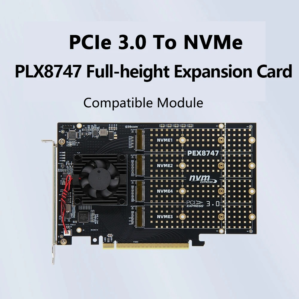 Kartu Ekspansi PCIe 3.0 X8 4-S - Quad M.2 Nvme Pcie Bifurcation Card ulasan dan harga