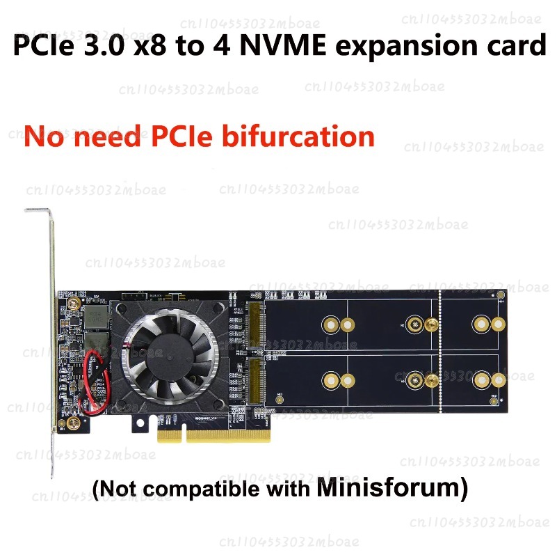 Chip PEX8747 PCIe 3.0 X8 Quad  - Quad M.2 Nvme Pcie Bifurcation Card ulasan dan harga